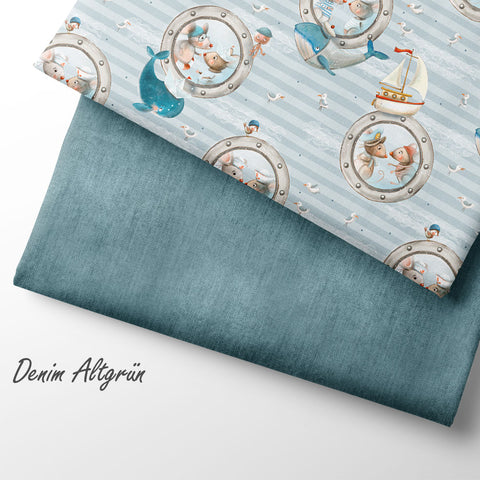 French Terry Denim Altgrün (Bio)
