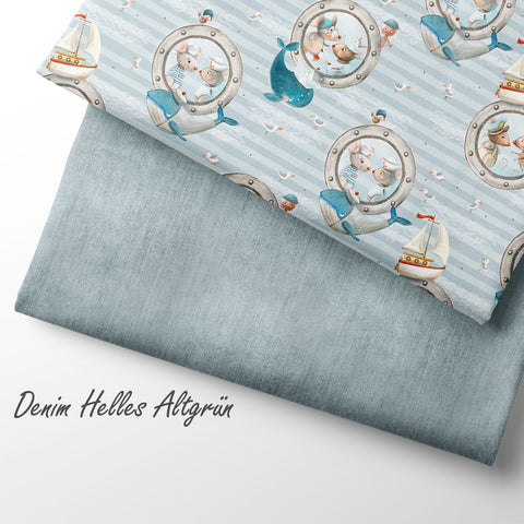 Jerseystoff Denim Helles Altgrün