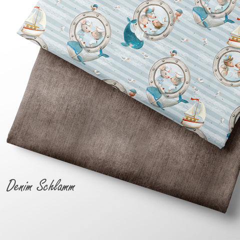 Jerseystoff Denim Schlamm
