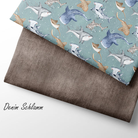 Jerseystoff Denim Schlamm