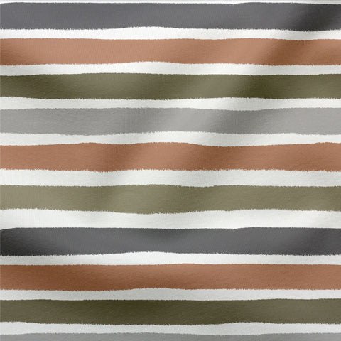 French Terry Mixed Stripes Neutral Green
