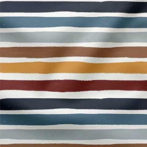French Terry Mixed Stripes Blue Neutral (Bio)