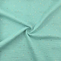 Musselin Double Gauze Goldsprenkel auf hellem Cyan 018