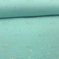Musselin Double Gauze Goldsprenkel auf hellem Cyan 018