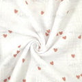 Musselin Double Gauze Herzchen Rot 004
