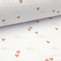 Musselin Double Gauze Herzchen Rot 004