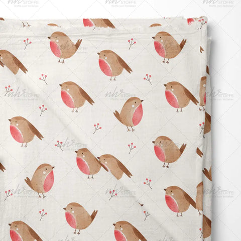 Musselin Double Gauze Rotkelchen 2839 (Bio)