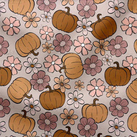 Nicky Jersey Pumpkin Flowers Neutral 2946