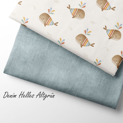 Jerseystoff Denim Helles Altgrün
