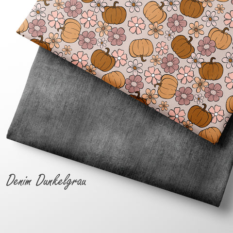 French Terry Pumpkin Flowers Neutral (Bio)