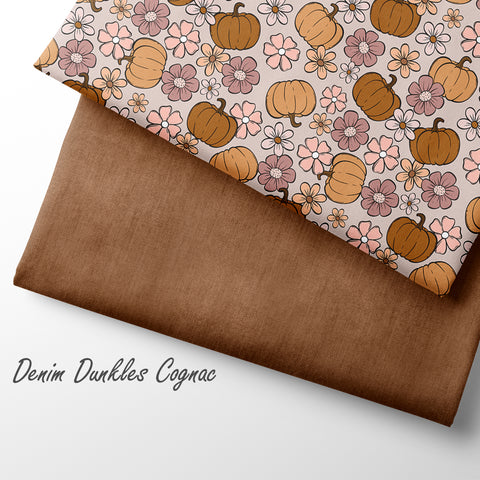 French Terry Pumpkin Flowers Neutral (Bio)