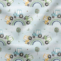Jerseystoff Regenbogen Traktor Blau
