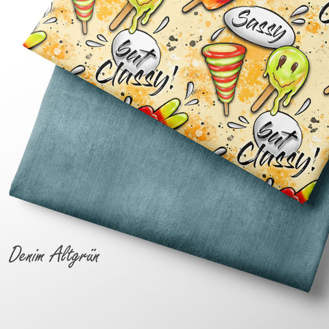 French Terry Denim Altgrün (Bio)