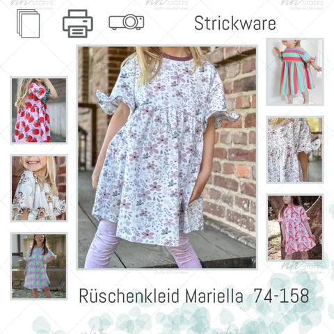 Schnittmuster Rüschenkleid Mariella Strickware 74-158