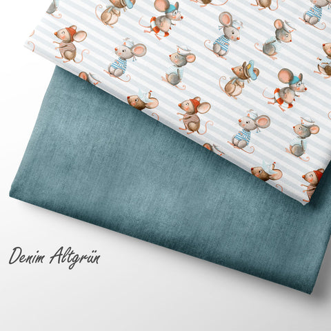 French Terry Denim Altgrün (Bio)