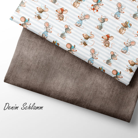 Jerseystoff Denim Schlamm
