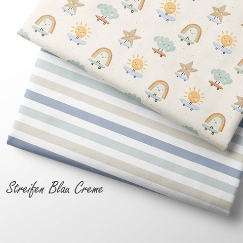 French Terry Streifen Blau Creme 2795 (Bio)