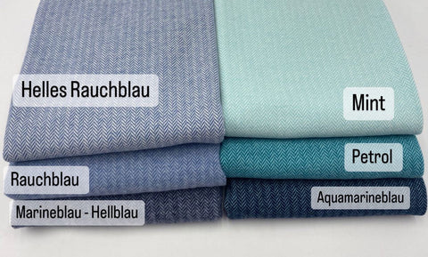Jaquard Jersey Fischgrät Marineblau Hellblau