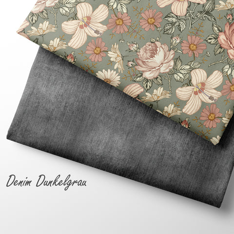 French Terry Vintage Flowers Green (Bio)