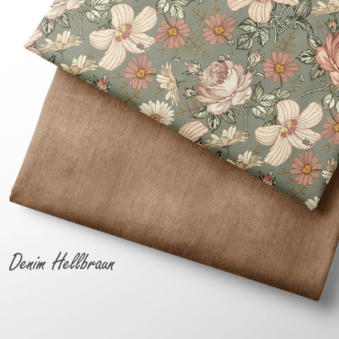 French Terry Vintage Flowers Green (Bio)