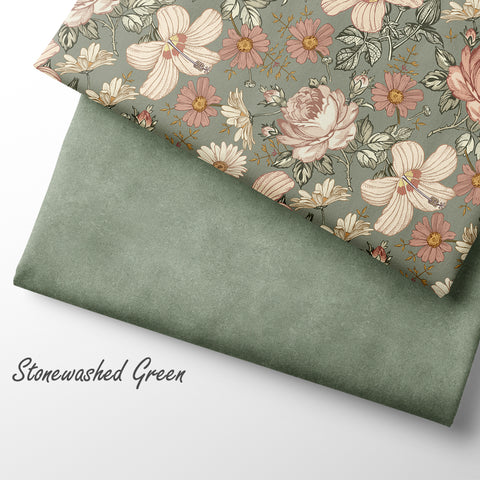 French Terry Vintage Flowers Green (Bio)