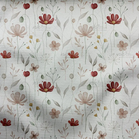 Waffelstrick Light Fionas Flowers White (Bio)