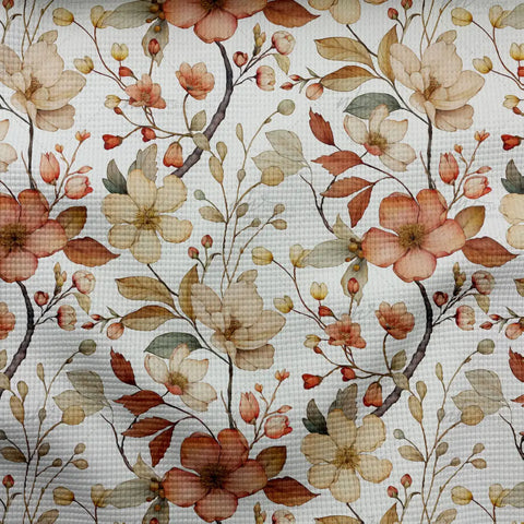 Waffelstrick Light Herbstblüten Weiß