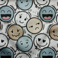 Waffelstrick Light Mood Smileys Blau 2891 (Bio)