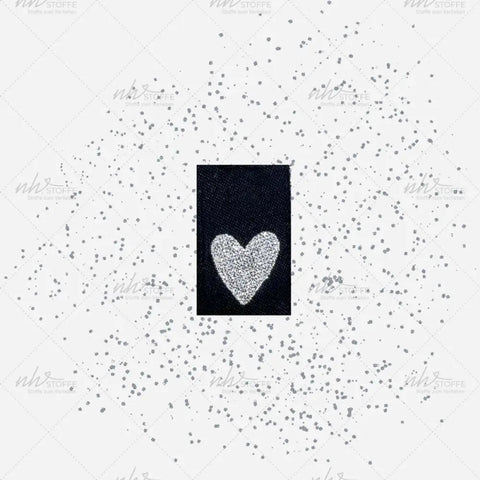 Weblabels Herz Schwarz Glitzer 4er Set