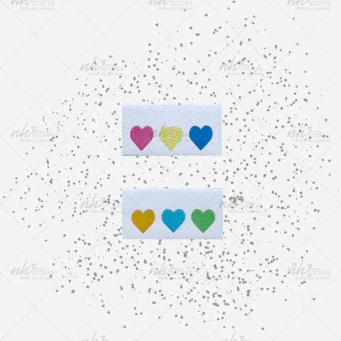 Weblabels Herzen Bunt 4er Set
