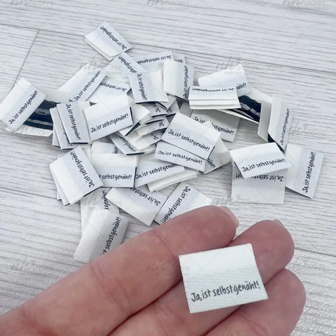 Weblabels Ja ist selbstgenäht 4er Set