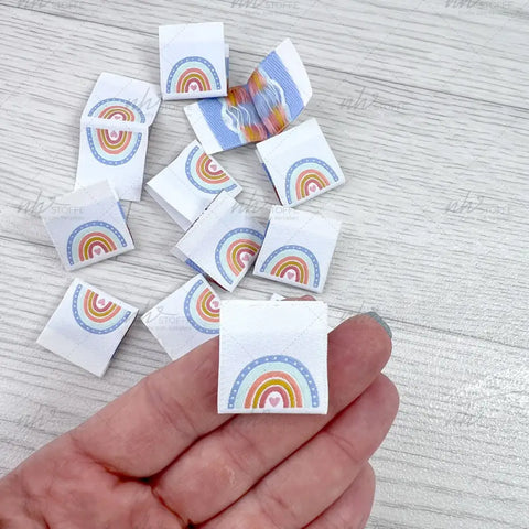 Weblabels Regenbogen Bunt Herz 4er Set