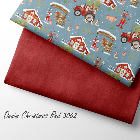 French Terry Denim Christmas Red 3062 (Bio) VORBESTELLUNG