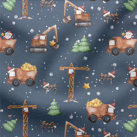 French Terry Weihnachtsbaustelle Dunkel