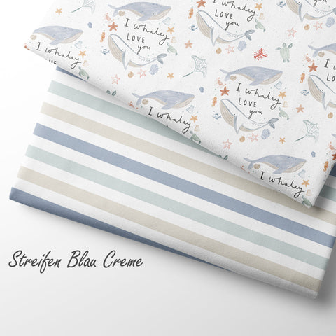 French Terry Streifen Blau Creme 2795 (Bio)